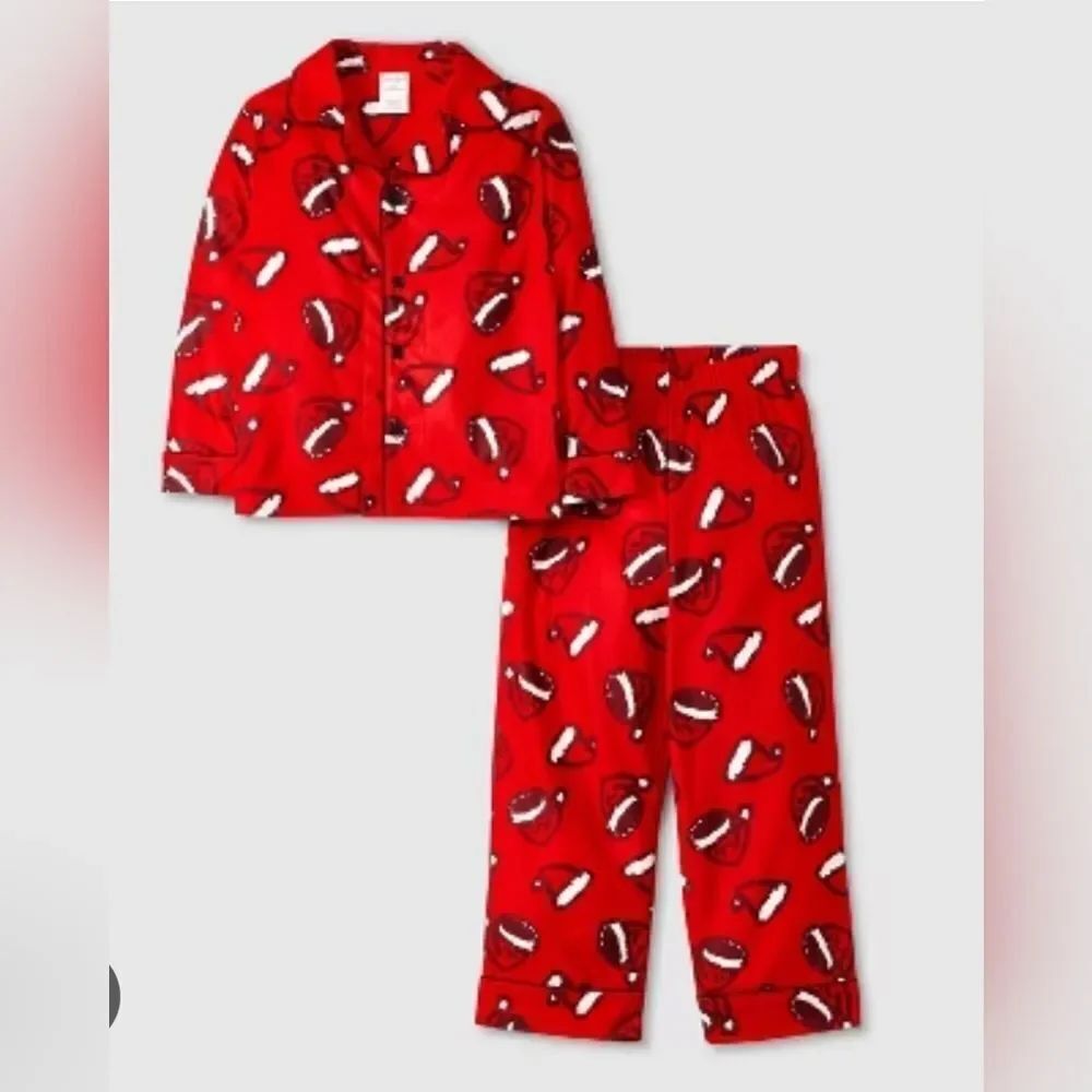 Cat & Jack Kids Santa Hat Long Sleeve Coat Pajama Set Pajama Set Size 12 months